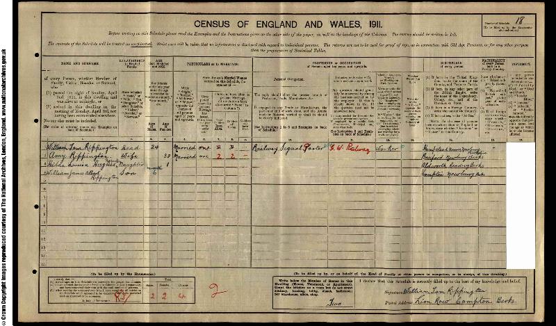 Rippington (William Tom) 1911 Census